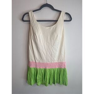 Sandcastle Vintage cream/green pleated skirt swimsuit Size 10